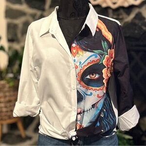 Sugar Skull “Day of the Dead” Button-Down Shirt